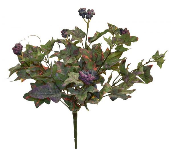 Frosted Sage Ivy Bush 9 Stems with Berries 14in Purple