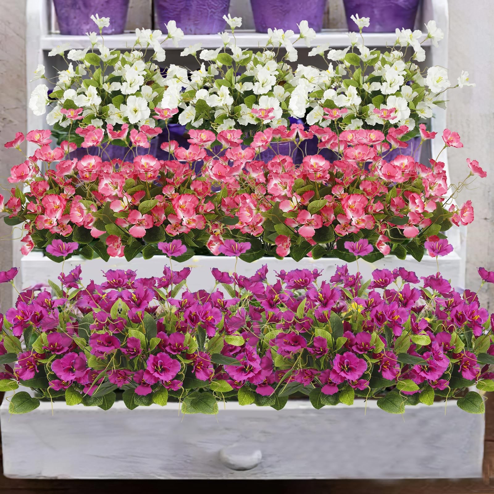 3 Pcs Artificial Flowers for Outdoors Hibiscus Spring Summer Decor Fuchsia Ar…