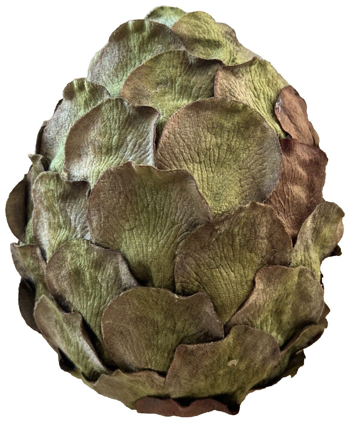 Decorative Artichoke Lightweight Green and Brown Velvety Leaves 10 ” Tall