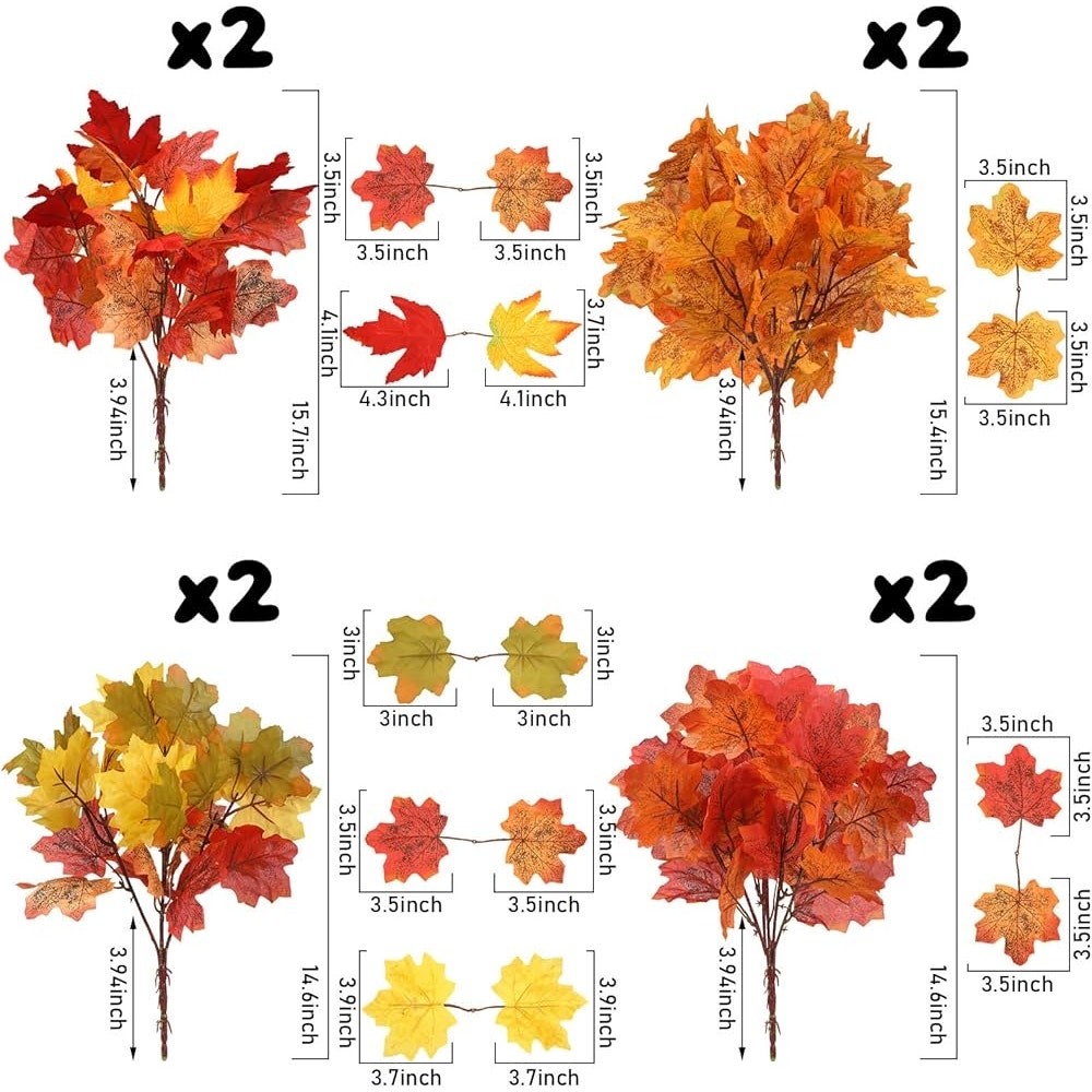 Set of 8 Artificial Maple Leaf Branches