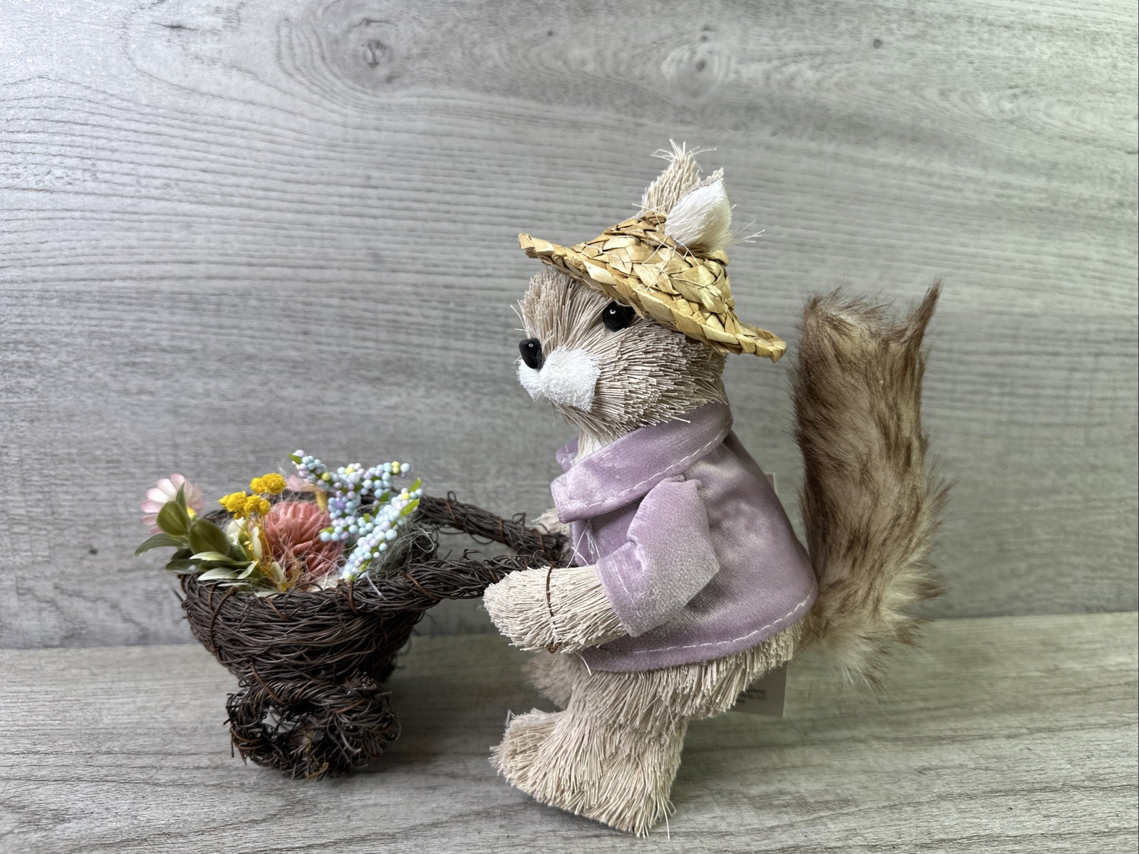 Bloom Room Squirrel Pushing Cart with Floral Decor Figurine New