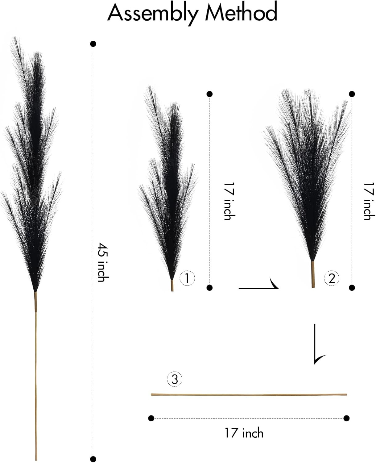Septcat 9Pcs 45in Faux Dried Pampas Grass Boho Decor