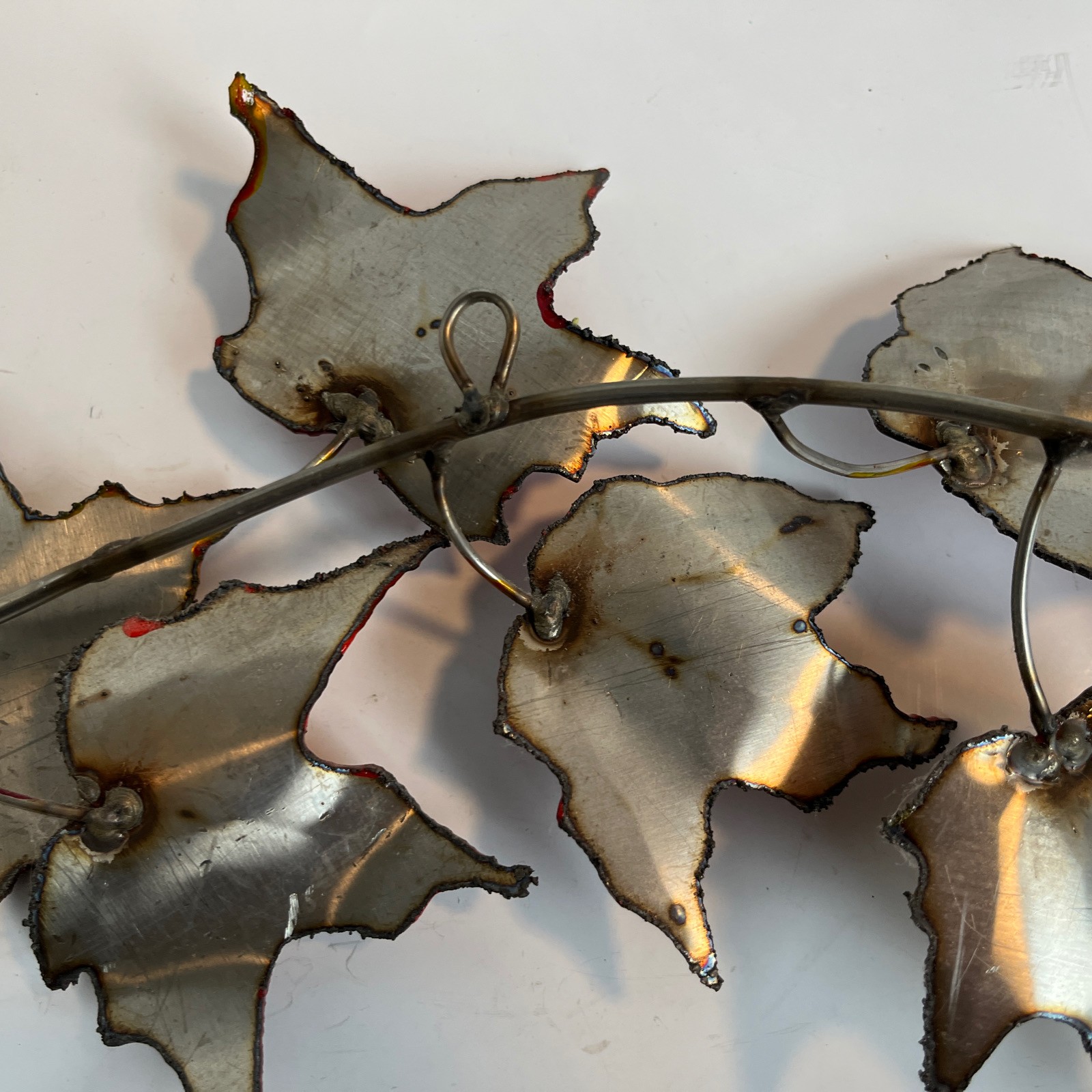 Fall Maple Leaves Wall Decor Signed Art Metallic Hand Welded Sculpture 2006 #312