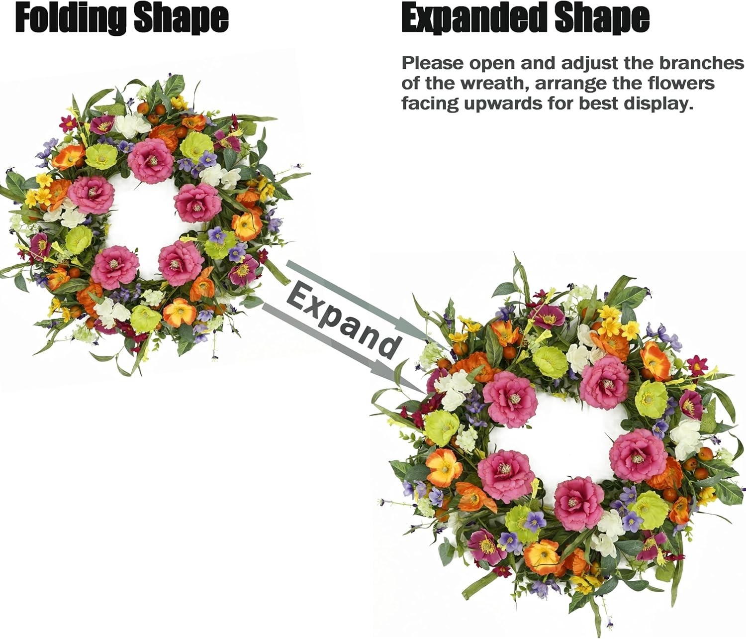 Handcrafted 22” Colorful Wreath – Perfect for Festivals and Special Occasions