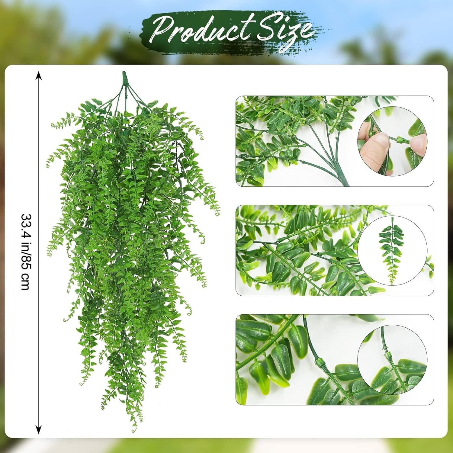 Realistic 85cm Artificial Fern Vines – Zero Maintenance Indoor and Outdoor Decor