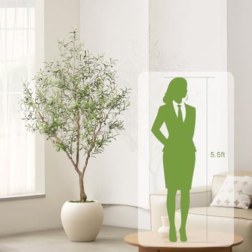 Faux Olive Tree with Thick Lifelike Branches, Realistic Leaves | Olive 7ft