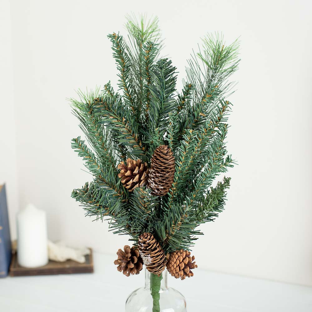 Set of 2 Snowy Artificial Mixed Pine 29″ Sprays with Pinecone Accents