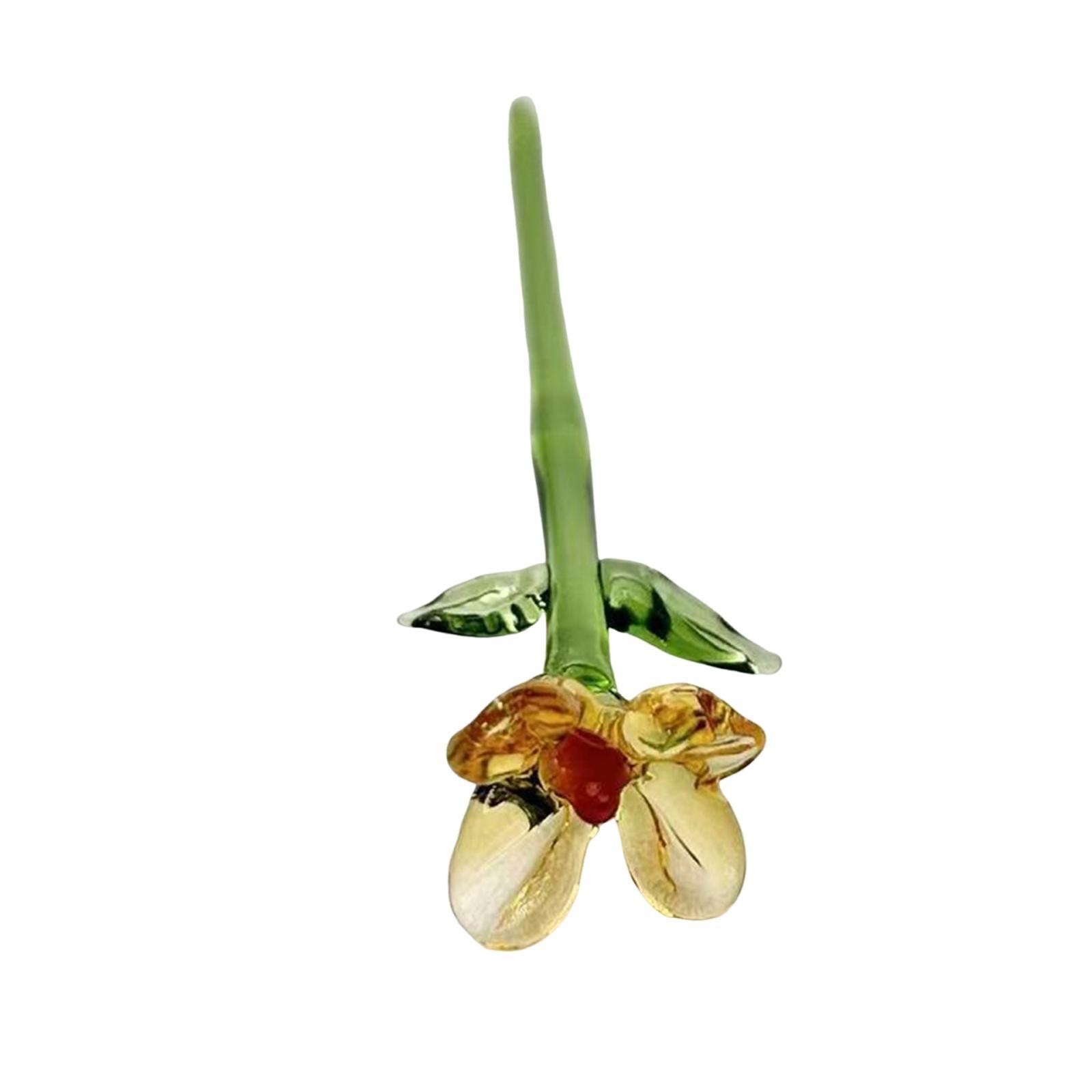 Miniature Hand-Blown Glass Flower Bouquet in Tiny Clear Vase