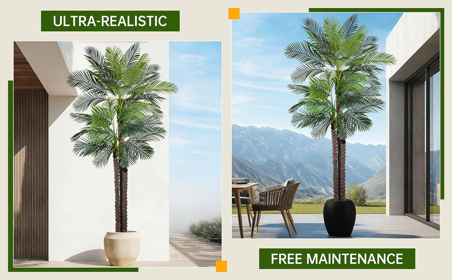 10Ft Artificial Triple Phoenix Palm Tree – Realistic Faux Plant for Home Decor