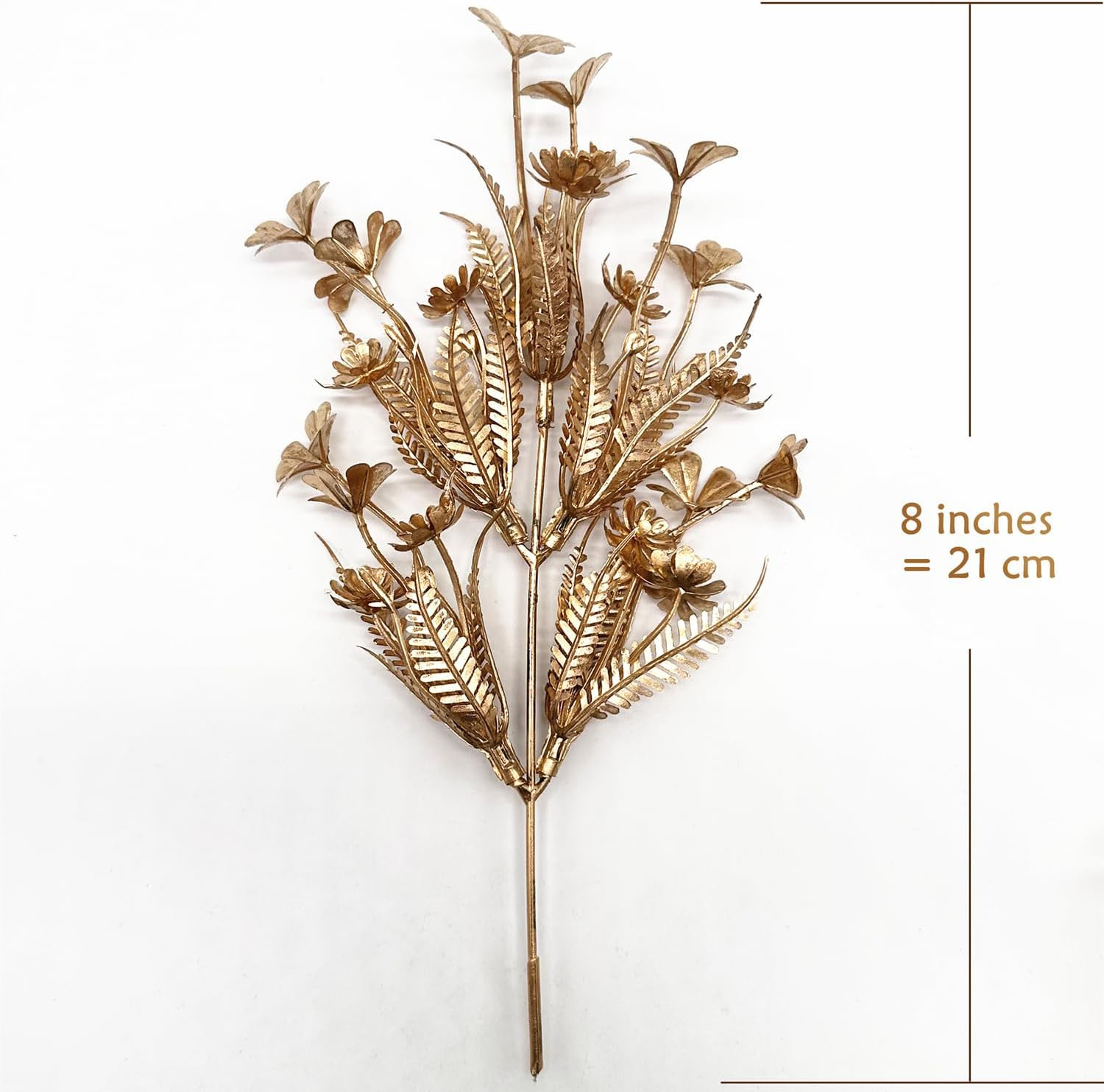 PASYOU Gold Fake Flowers Artificial Shrubs for Christmas Decor, Plastic Plants F