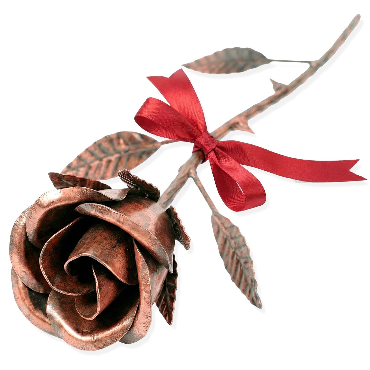 VGYGLS 7th Anniversary Wedding Gift for Her – Handmade Copper Rose with Red