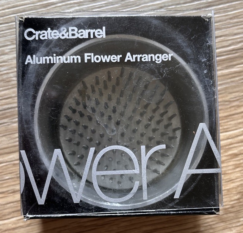 Crate & Barrel Flower Floral Arranger 2.5 Inch Round Spiked Aluminum Frog