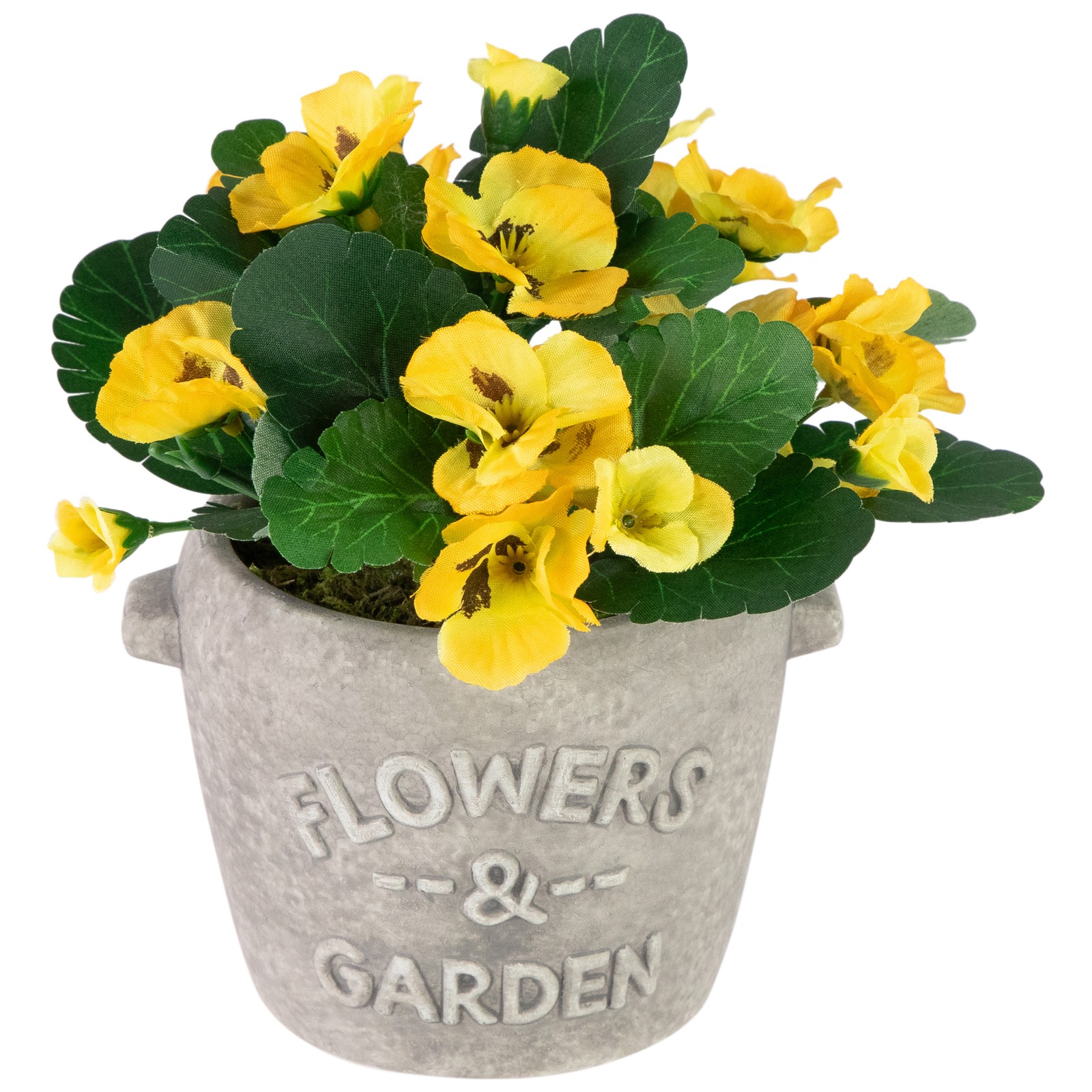 Northlight 7″ Yellow Pansy Floral Arrangement in “Flowers & Garden” Pot