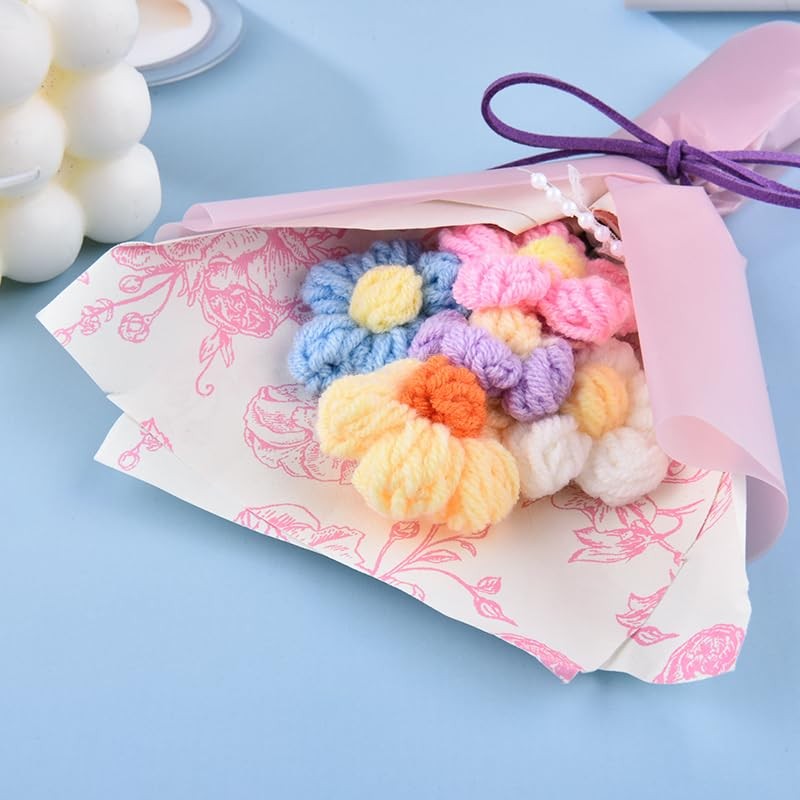 Artificial Flowers Crochet Flower Bouquet for for Girls Sister Handmade Knitt…