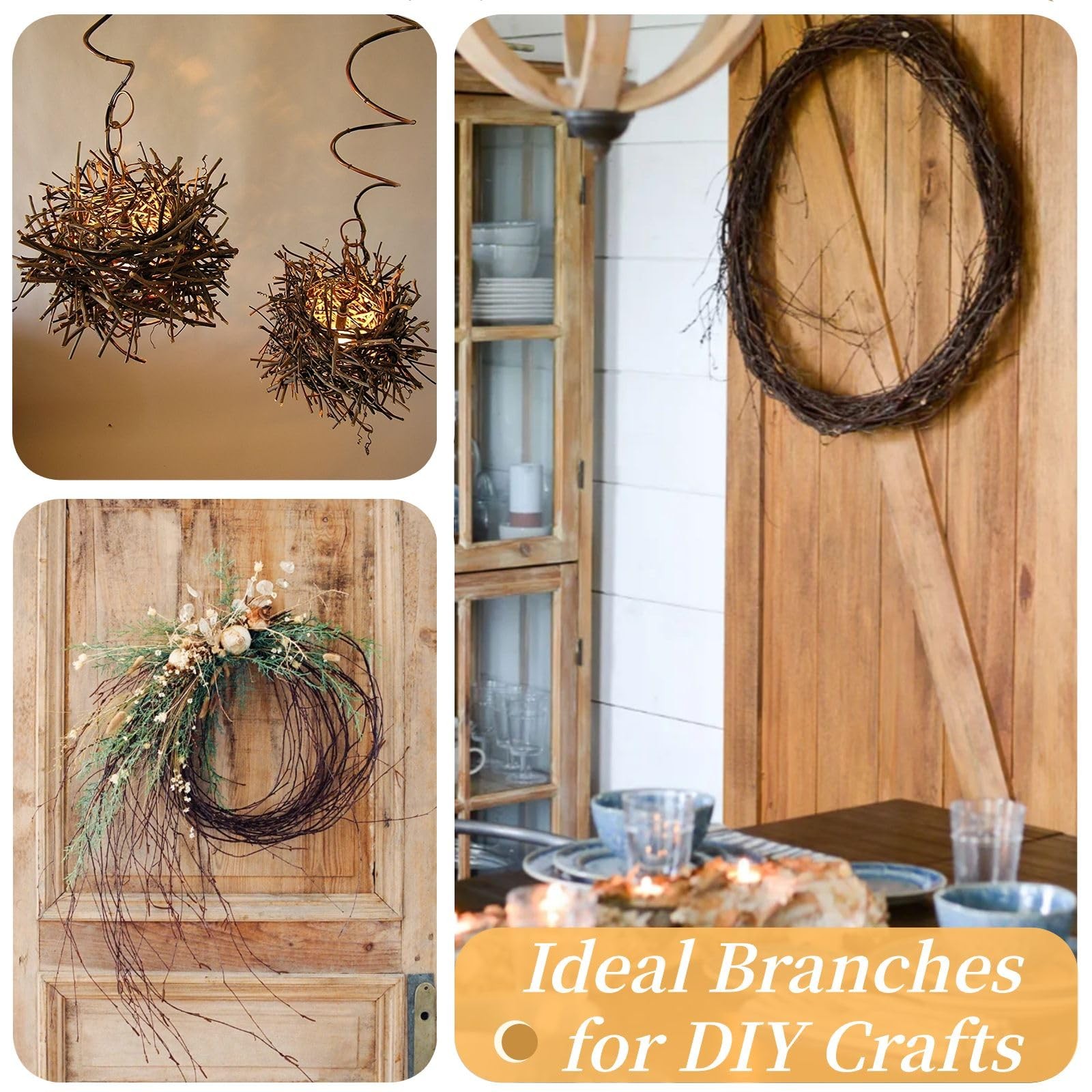 60Pcs Real Dried Birch Twigs Branches – 17” Natural Decorative Birch Branches
