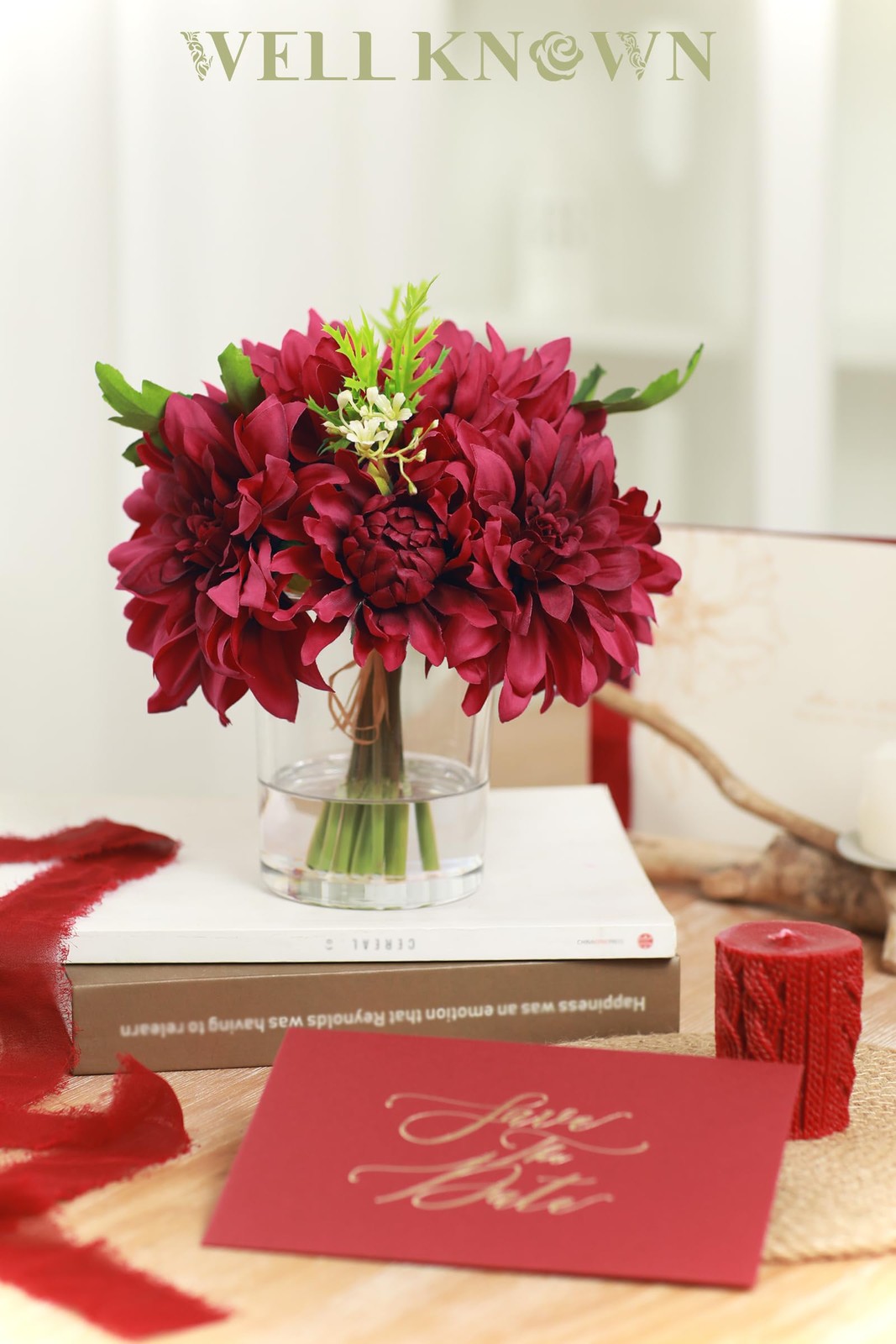 Artificial Flowers in Vase, Silk Faux Flower Arrangements in Vase with Faux W…