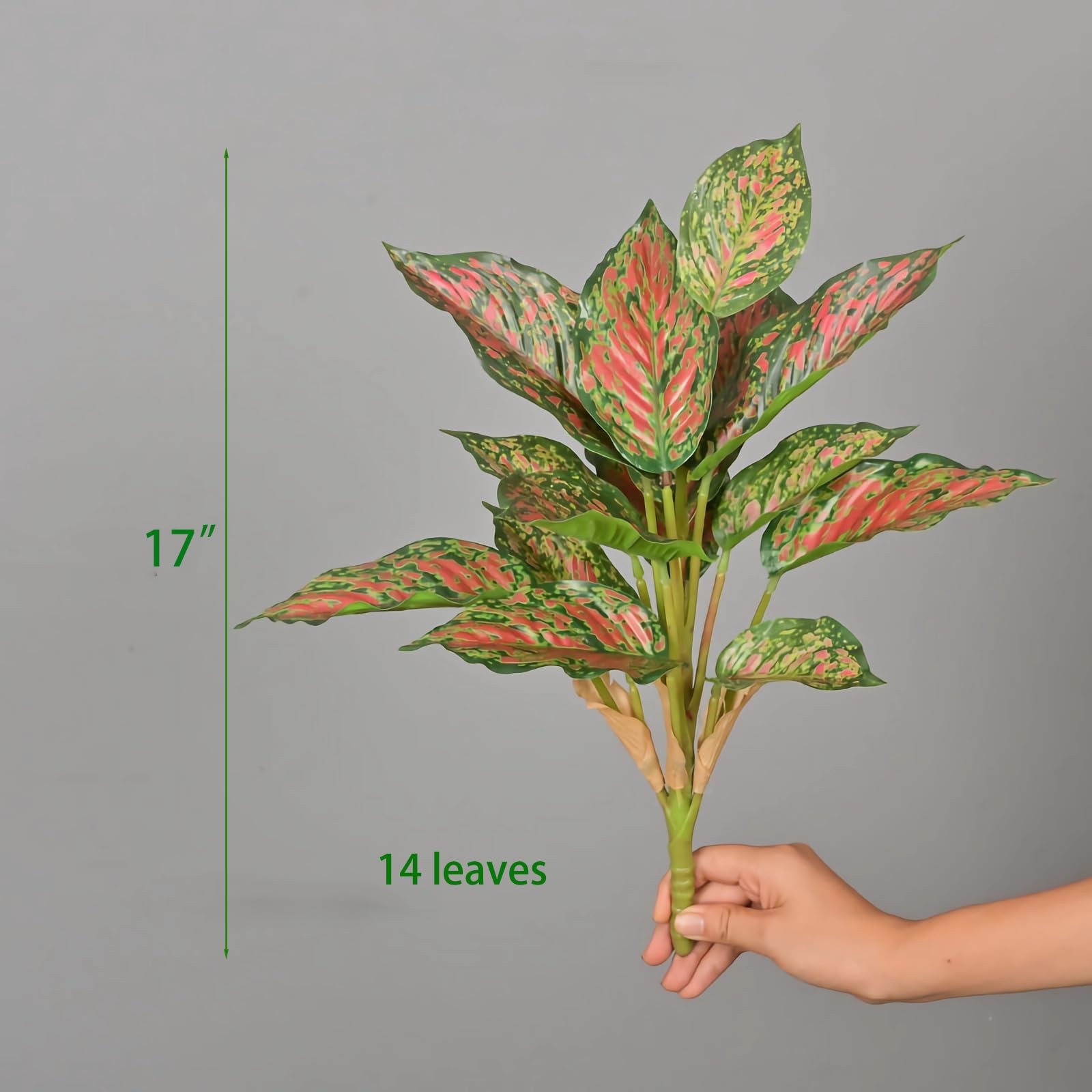 2pcs Artificial Halcyon Hosta Perennial Plants 17″ Faux Variegated Hosta Red …