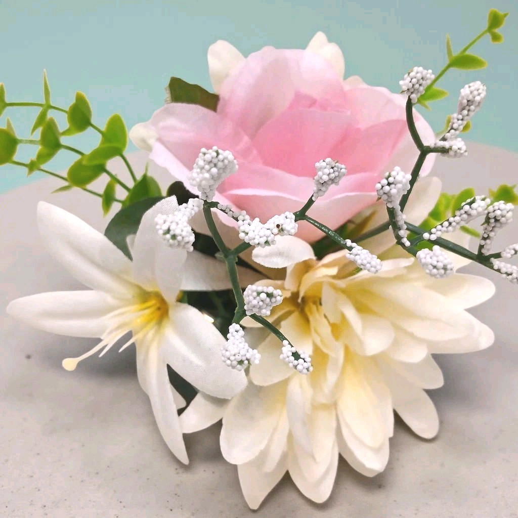 Tea Party Pink Rose Chrysanthem Silk Floral Arrangement Bridal Birthday POP-IN