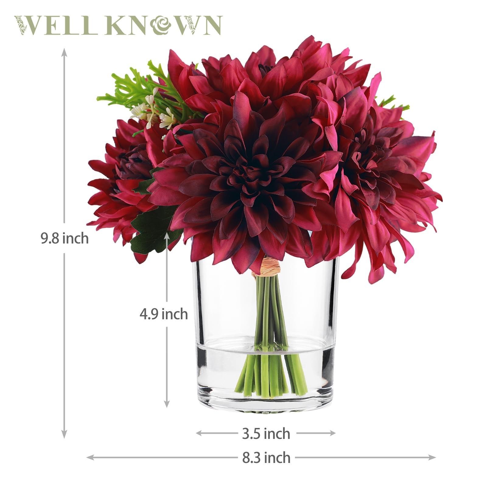 Artificial Flowers in Vase, Silk Faux Flower Arrangements in Vase with Faux W…