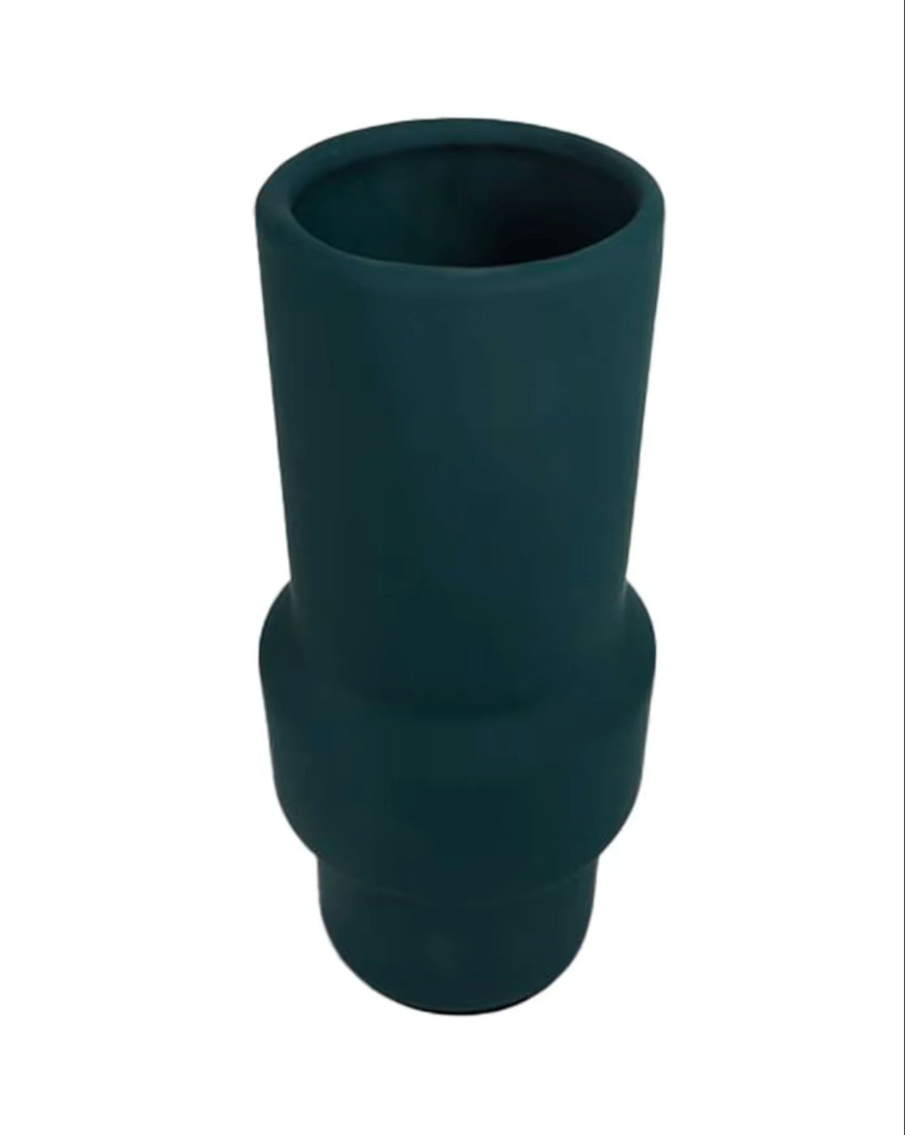 8.8″ Ceramic Round Pipe Vase Matte Finish Pine Green for Floral Arrangements