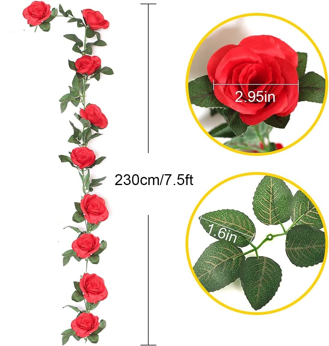 1/2/3PCS Artificial Rose Vine Flowers Plants Fake Flower Vine for Wedding Home