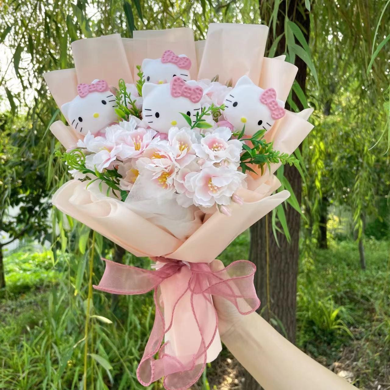 Cat Dolls with Artificial Flowers Creative Bouquet Christmas Valentine Birthday