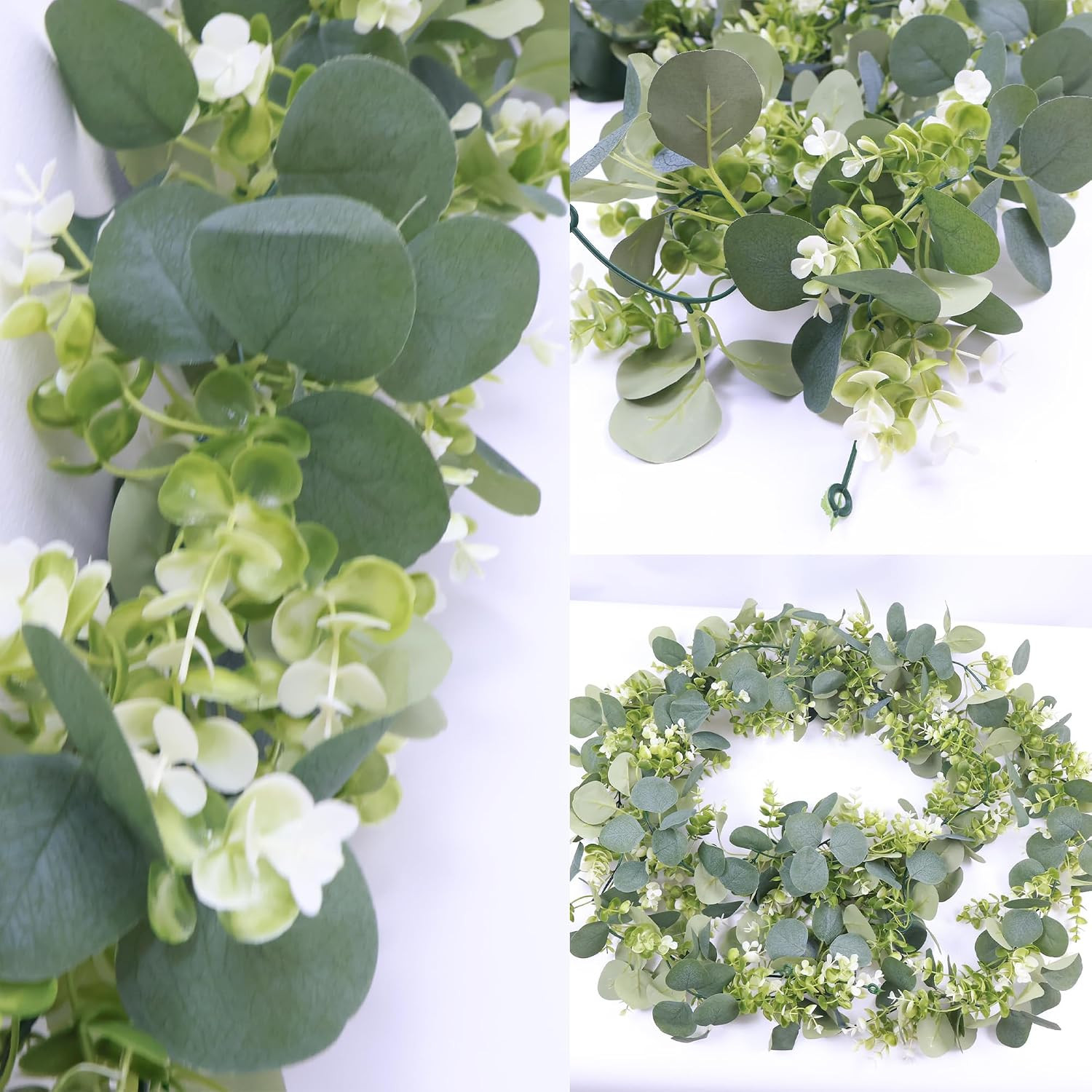 2 Pack Eucalyptus Garland 6 FT Artificial Greenery Garland Faux Silver Dollar Le