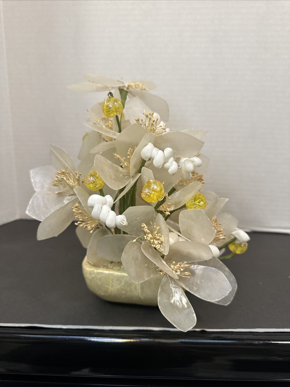 Vintage Capiz Shell & Metal Floral Standing Arrangement