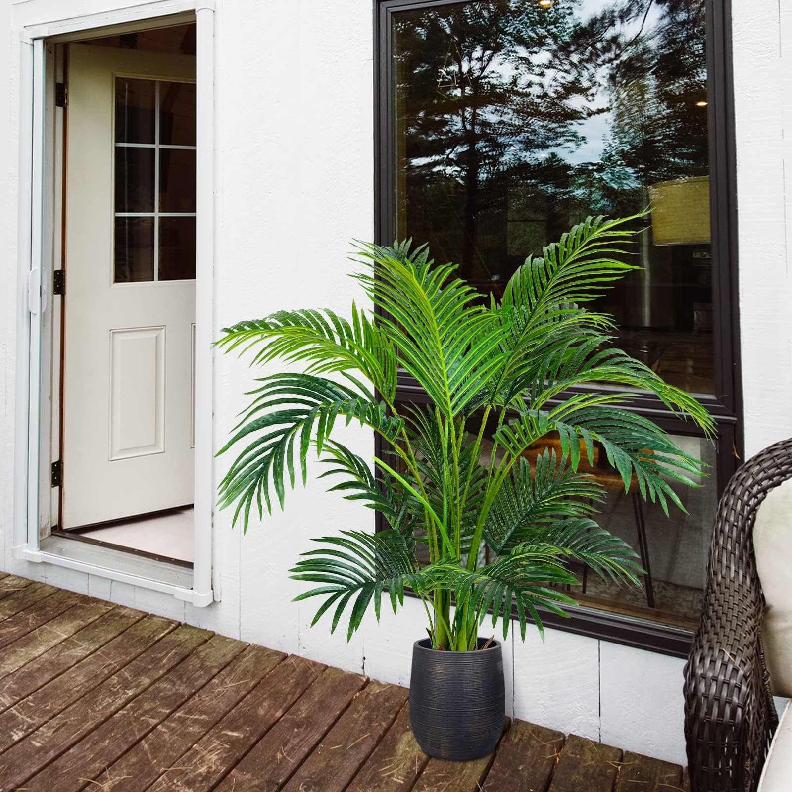 Worth Garden 4ft Artificial Areca Palm Plant, Fake Cane Palm Silk Tree Indoor…
