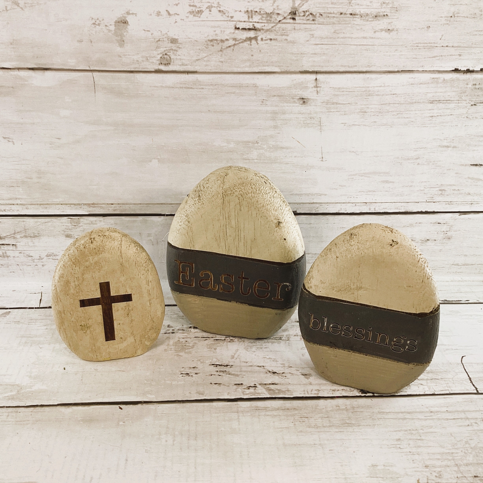CWI Easter Decor – Prim Egg Basket Wood Eggs Birds Nest