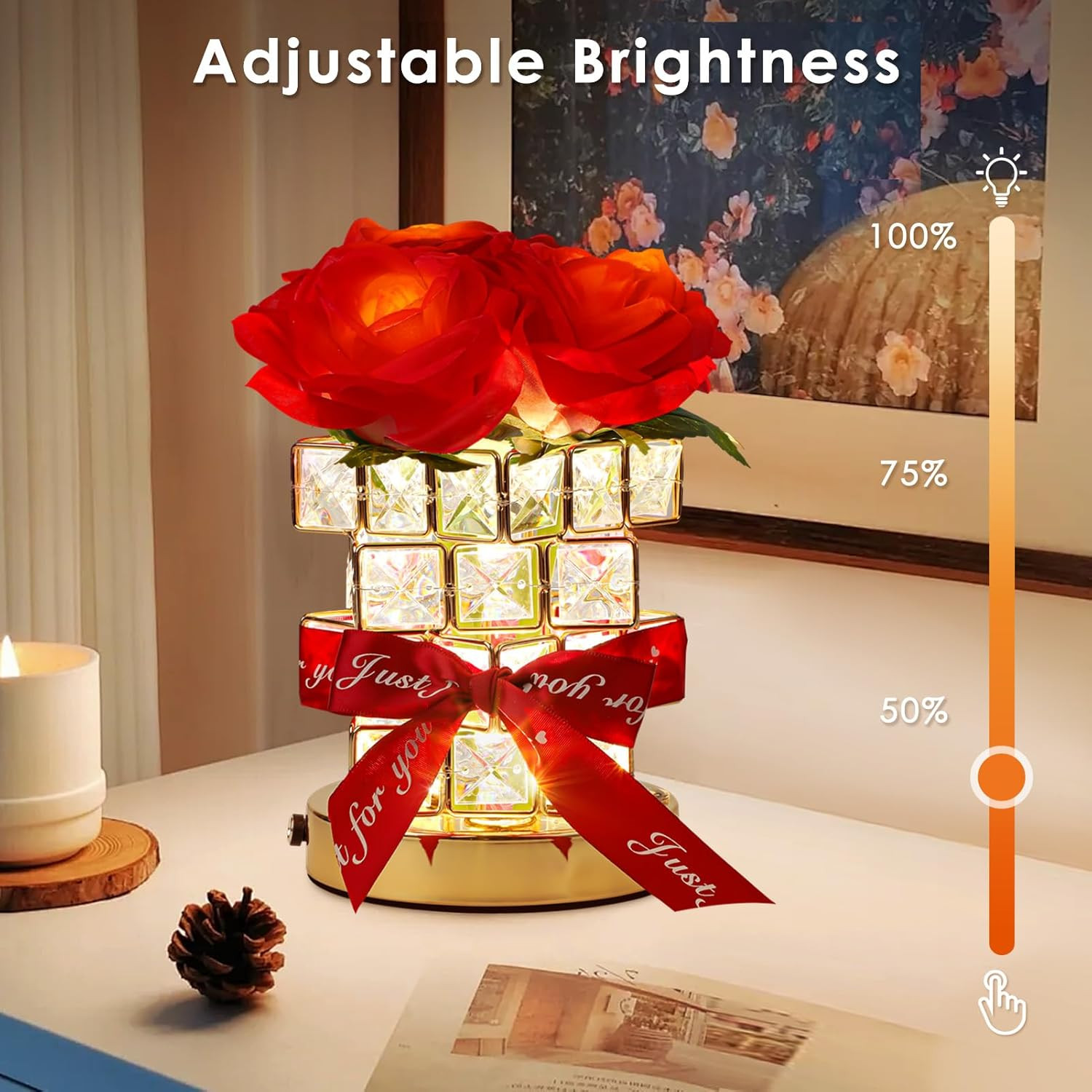 Rose Flower Table Lamp Gifts: for Women/Mother’S Day/Mom/Grandma/Sister/Girlfrie
