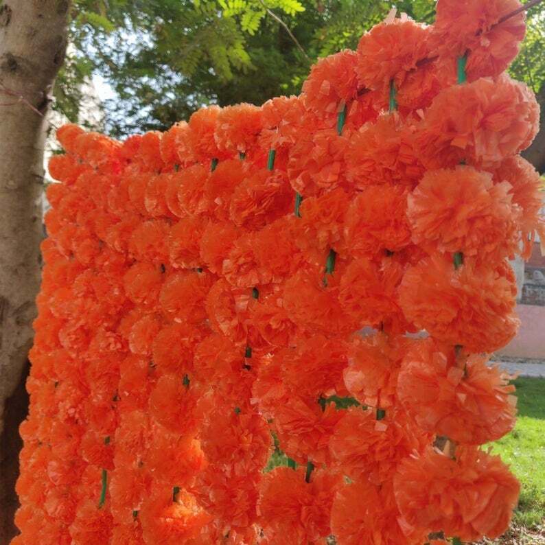 Indian Handmade Artificial Marigold Flower Garland Home Wedding Party Decoration