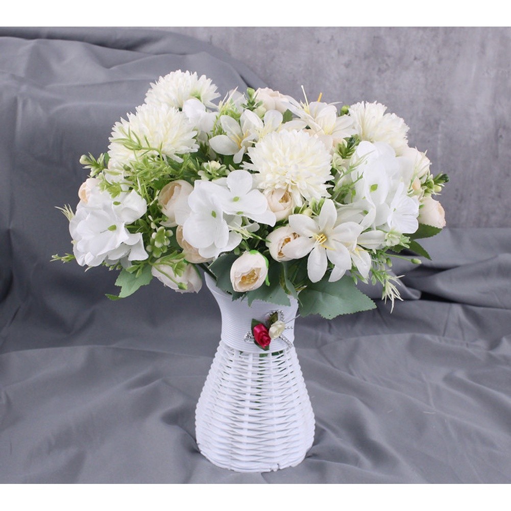 Nordic Style Silk Hydrangea Bouquet 7 Head for Wedding Arch Shelf Mantel Decor