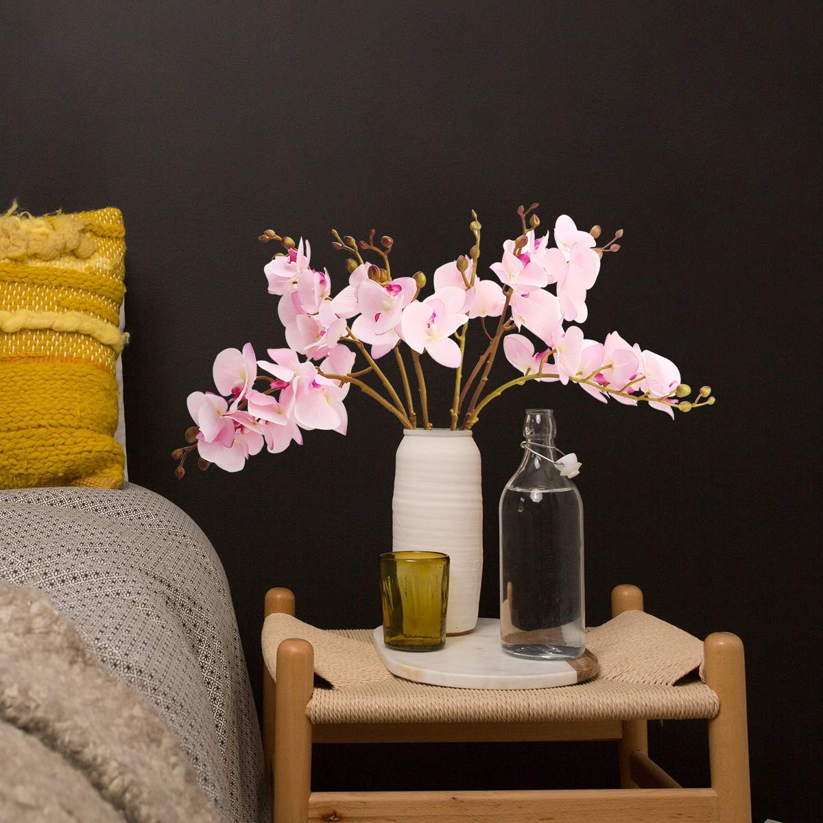 Artificial Orchid Faux Flowers Butterfly Orchid 4 Pcs Real Touch Double Branc…