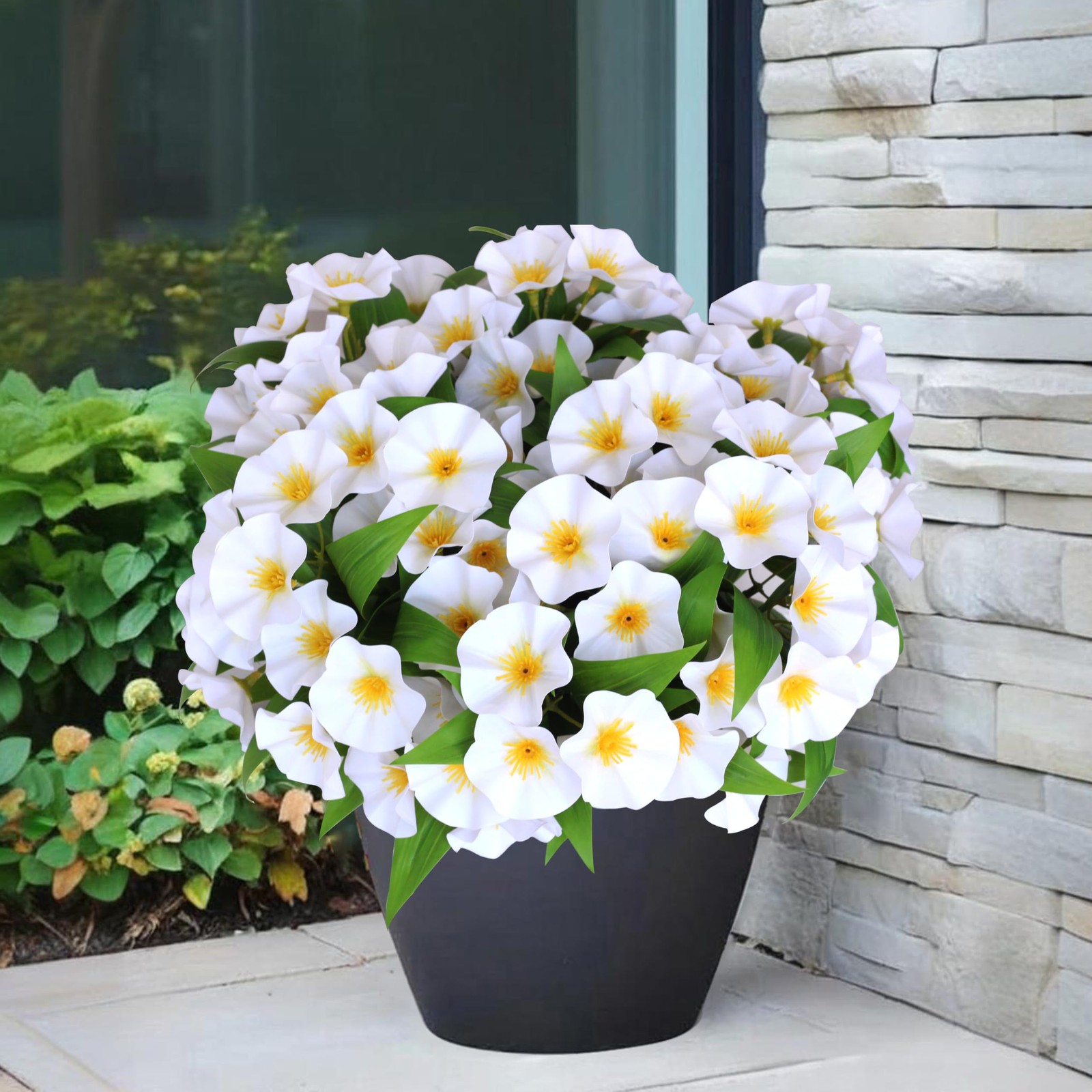 Artificial Flowers for Outdoors Decoration ,6 Bundles Fake Petunia Flowes