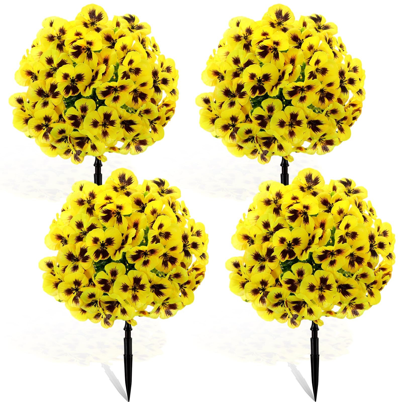 4 Pcs 16 Inch Artificial Pansy Flowers for Outdoor, Artificial Topiary Boxwoo…