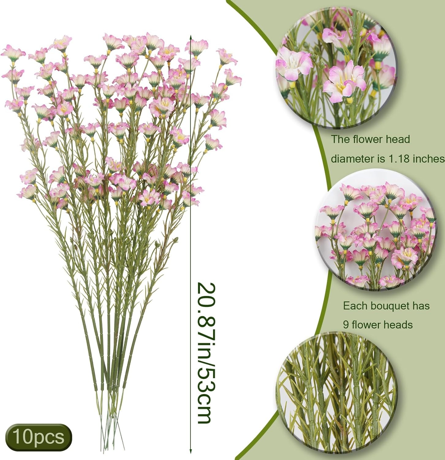 10 Pcs Artificial Wildflowers with Stems Bulk Silk Spring Flowers 21 Inch Fake F