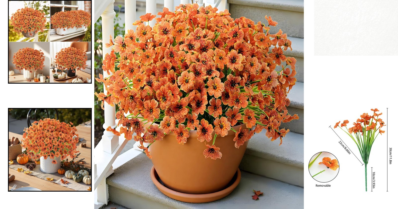Elegant 16-Piece Orange Artificial Flower Set – Perfect for Indoor & Outdoor Use