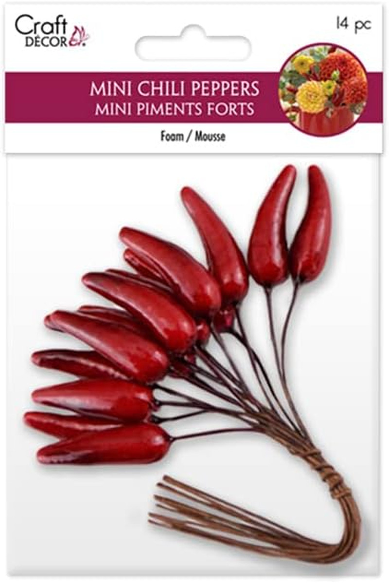 Mini Chili Pepper Picks for Floral Art or Gifts – 14 Piece