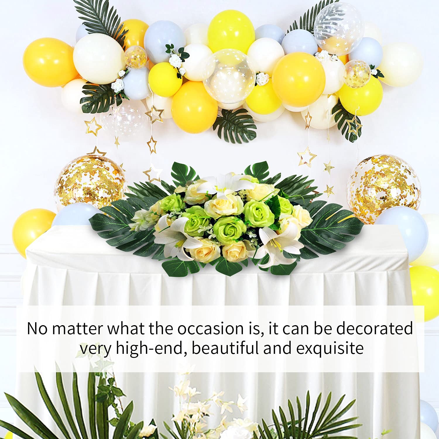 74 Pcs 7 Kinds Artificial Palm Leaves Tropical Fake Leaves, Monstera Leaf for…