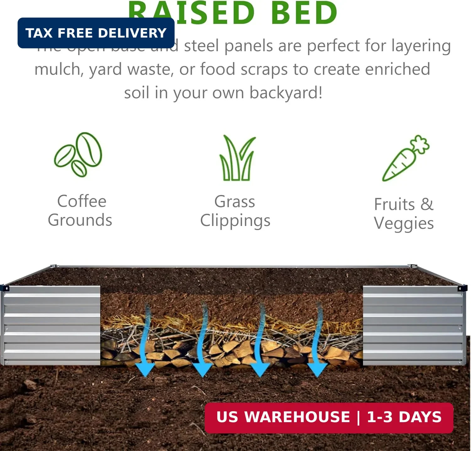 2PCS 9x3x1ft Galvanized Raised Garden Bed Kit,Metal Planter Box for Vegetables,F