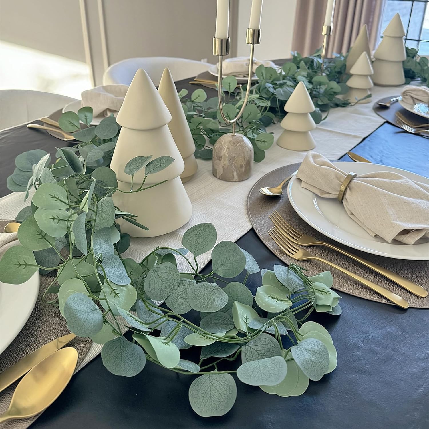 12/24x Artificial Eucalyptus Garland Faux Silk Leaf Garland Vines Wedding Decor