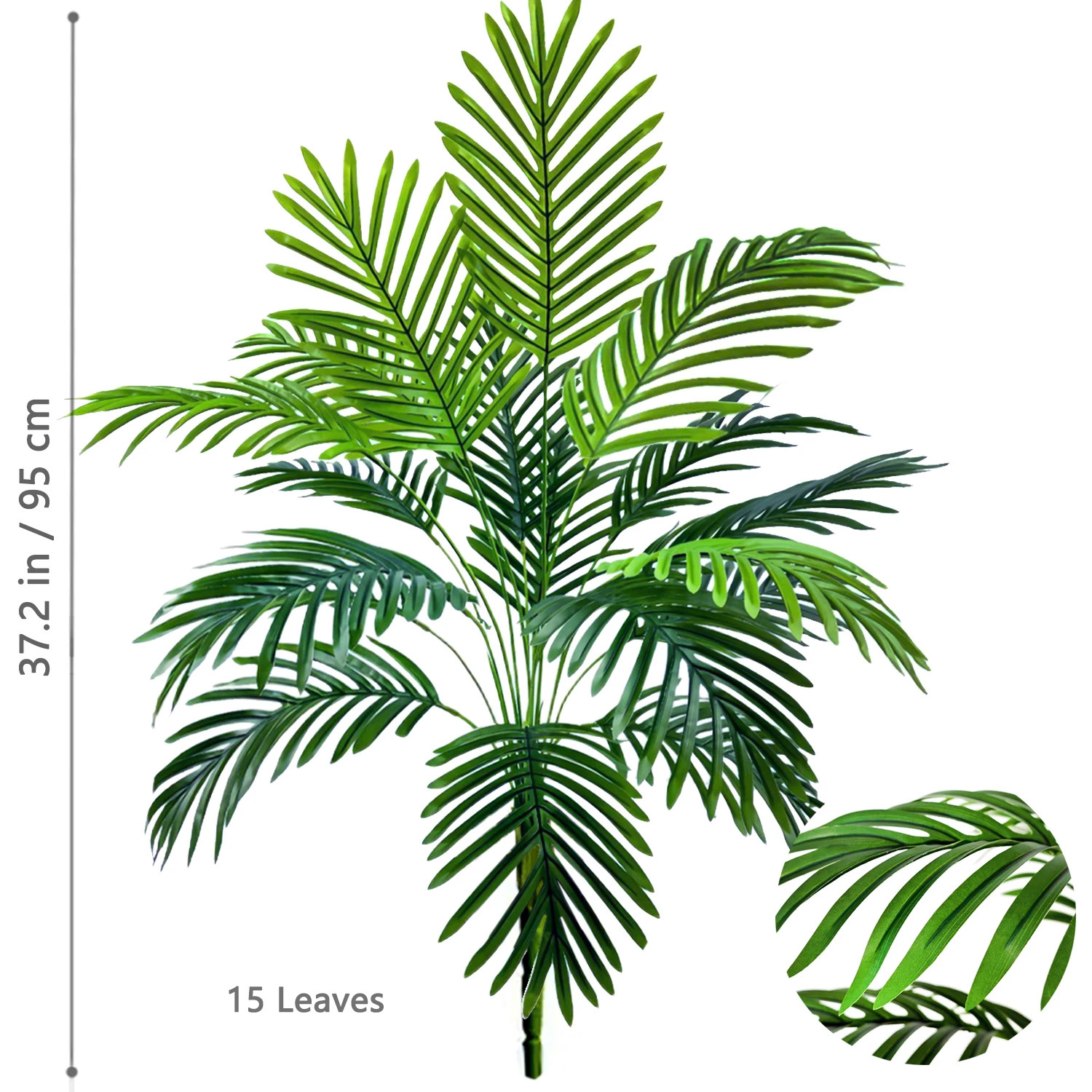 45-125CM Artificial Palm Tree Tropical Fake Plant Green Faux Palm Leaf Branch