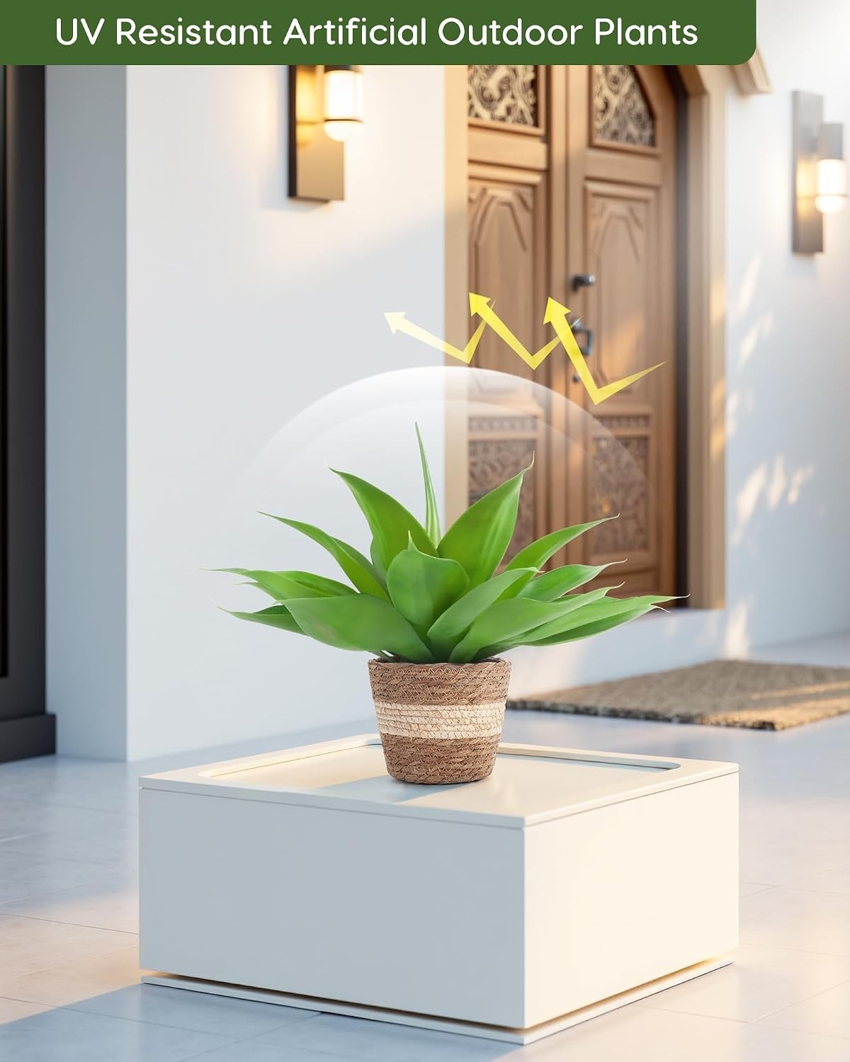Fake Agave with Rattan Pot, Artificial Plant Outdoor Agave – Fake Sucuulents …