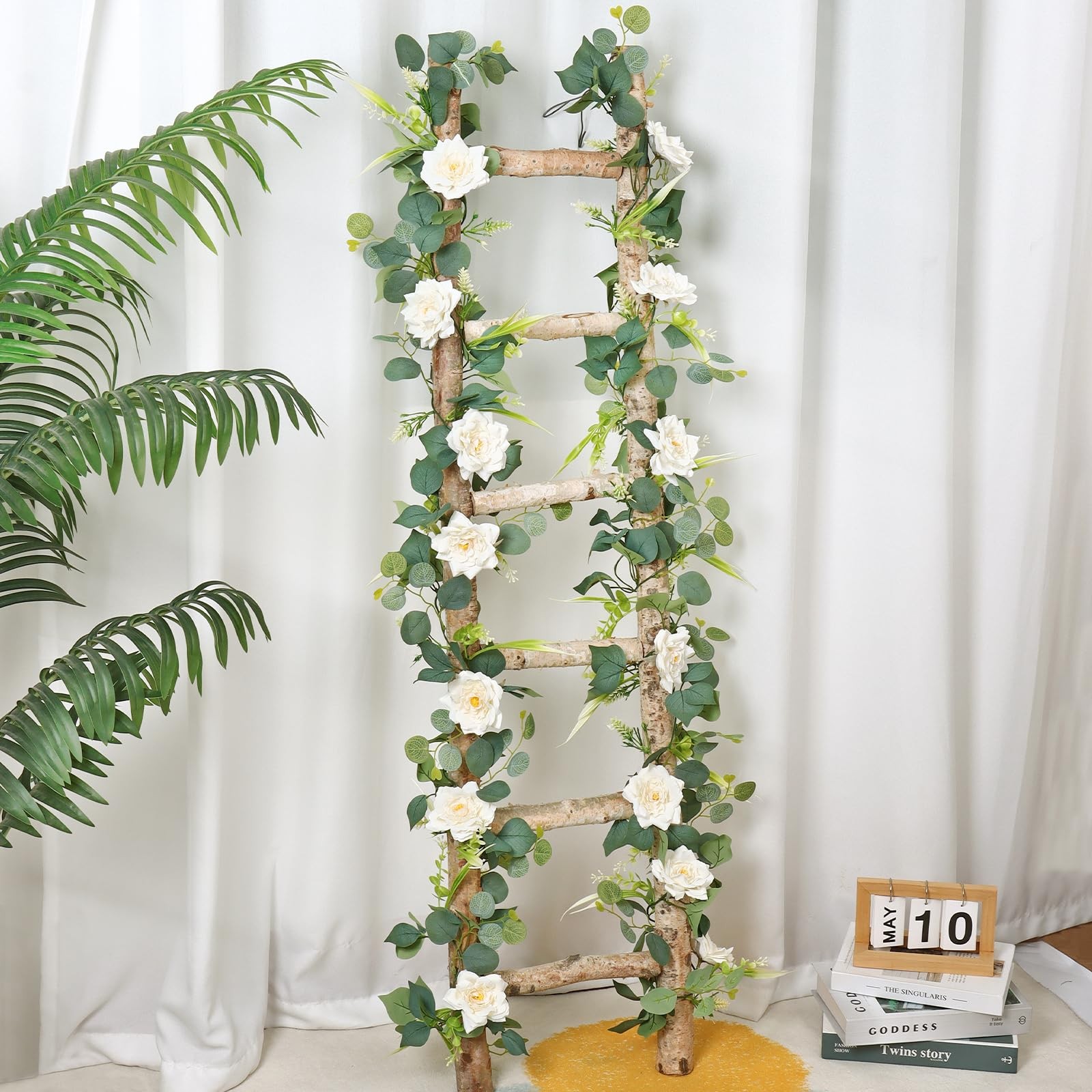 2PCS Flower Garland 6.2FT Artificial Rose Flowers Garland Wall Vines Greenery…