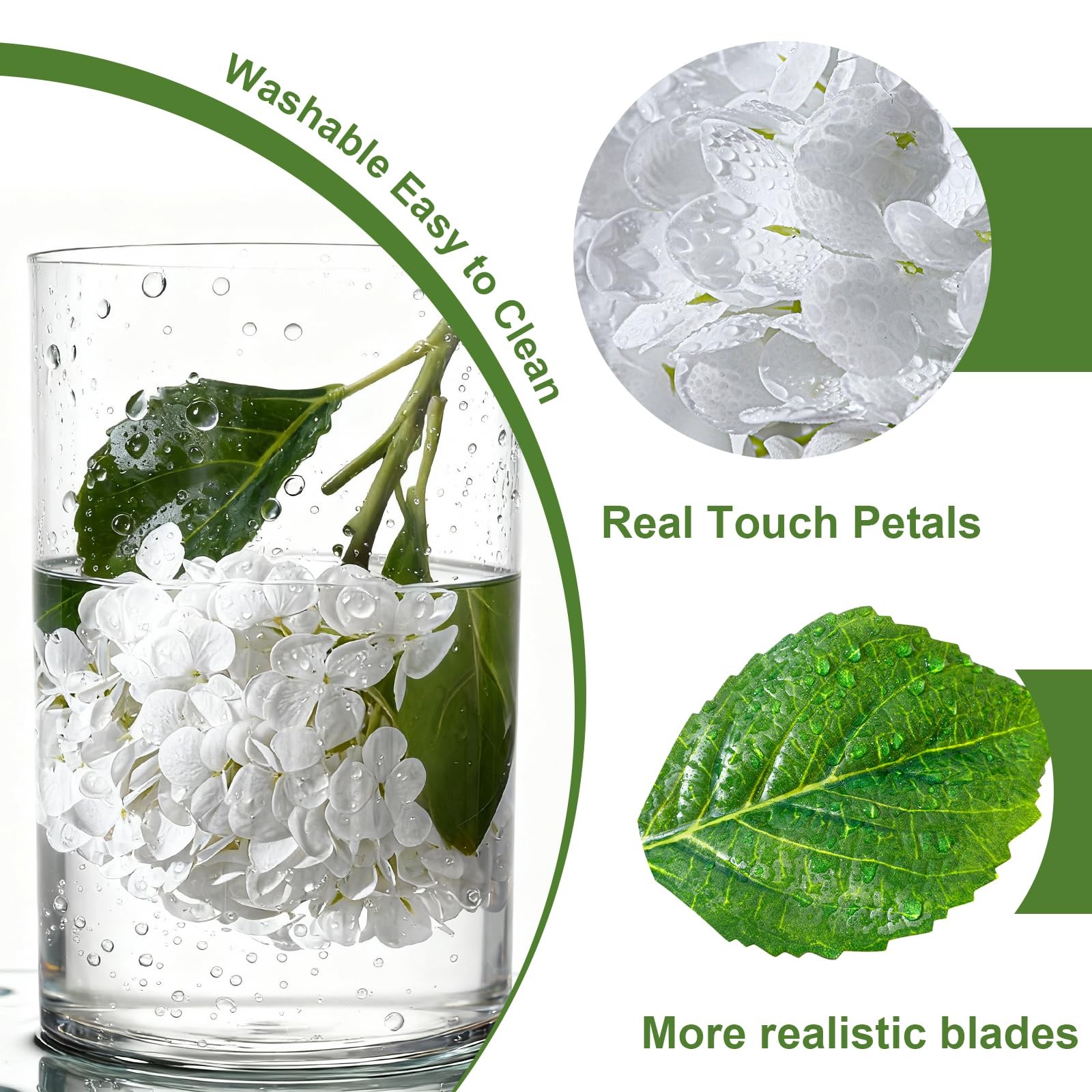4 Pcs Artificial Hydrangea Silk Flowers with Stems, 19.7″ White Faux Hydrange…