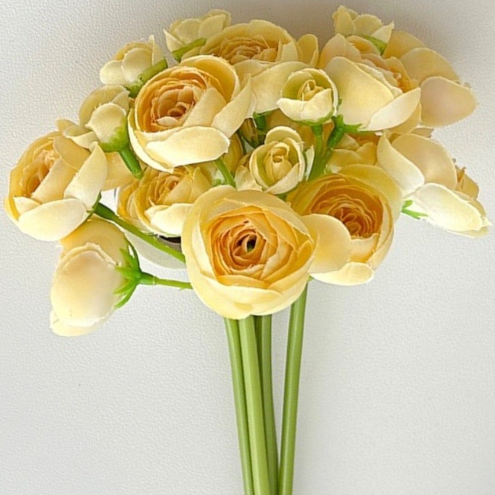 18Pcs Artificial Buttercup Flowers Realistic Flowers Bridal Bouquet Home Decor