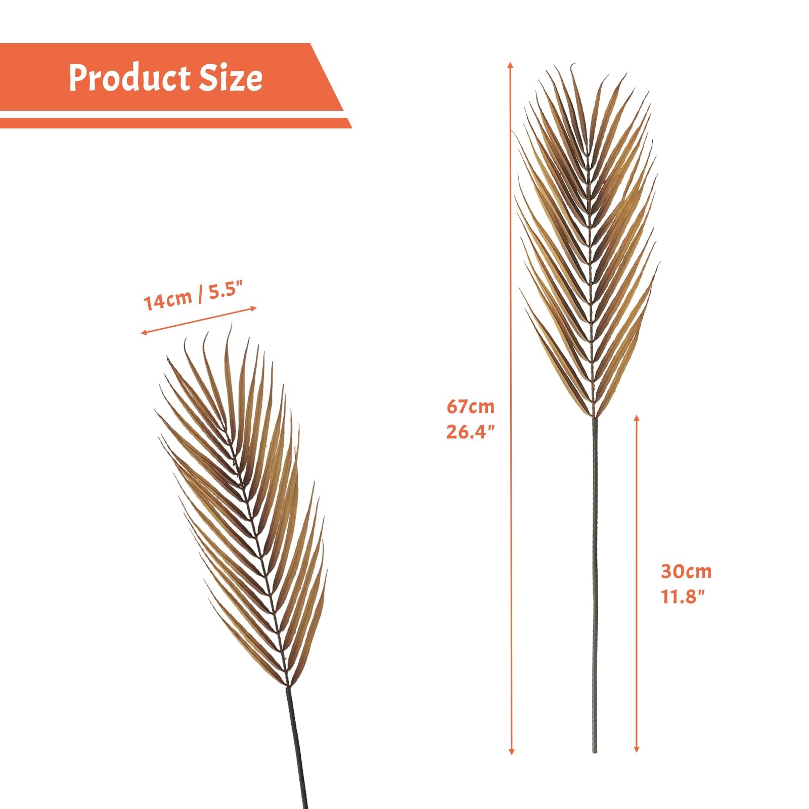 8Pcs Fall Artificial Palm Leaves, 26.4″ Plastic Faux Palm Fronds Autumn Tree …