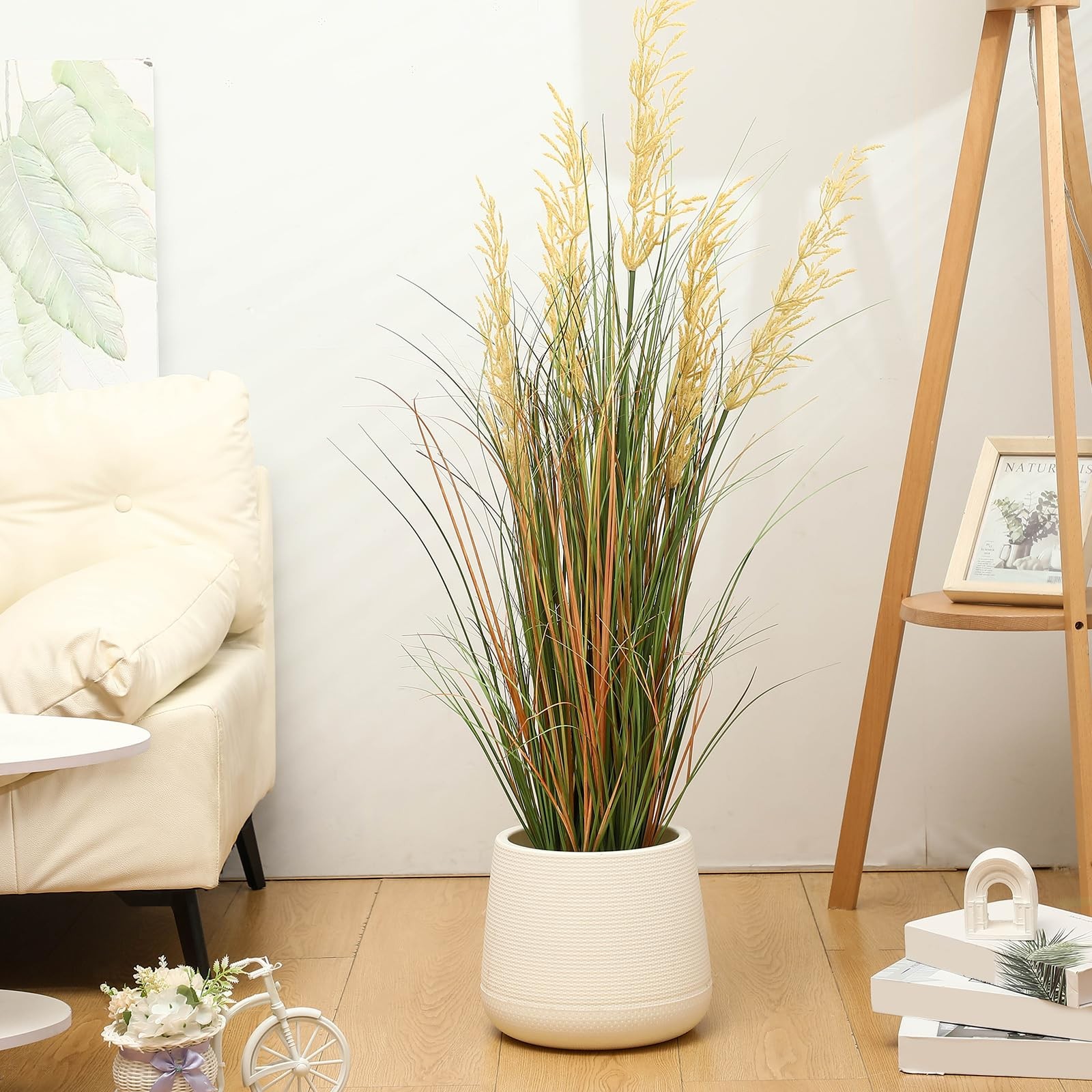 4 Pcs Tall Artificial Grass Plant 4 ft Potted Artificial Greenery Floor Plant…