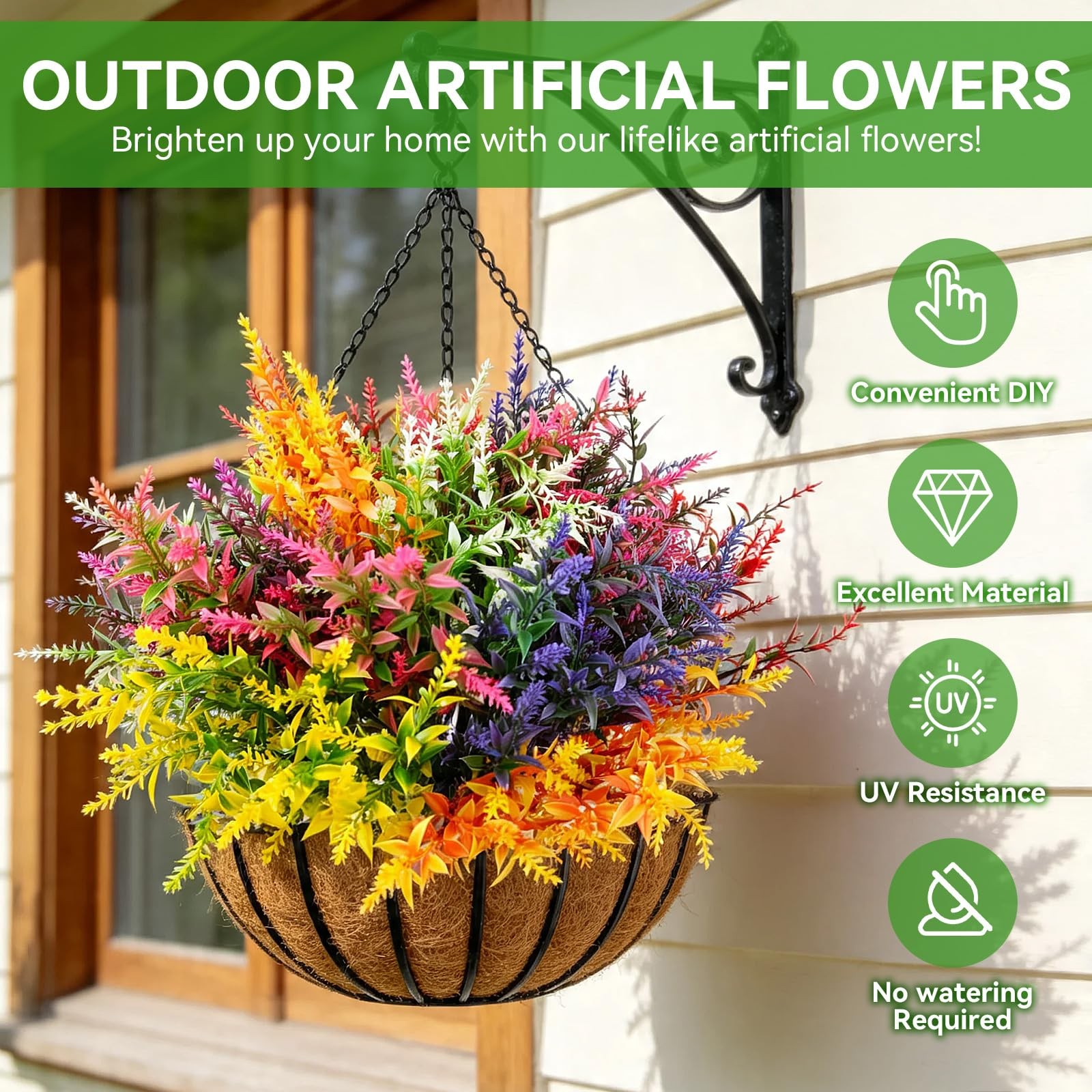 14 Bundles Artificial Flowers for Outdoor, UV-Resistant Faux Wheat Ear Flower…